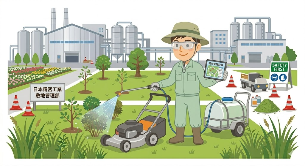 施設・工場の植栽管理イラスト